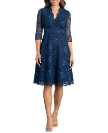Kiyonna women's Mademoiselle Lace Cocktail Dress with Sleeves