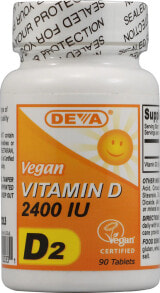 Витамин D deva Vegan Vitamin D-2 Веганских витамин D-2 - 60 мкг  2400 МЕ 90 таблеток