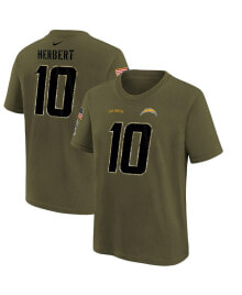 Nike youth Boys Justin Herbert Olive Los Angeles Chargers 2022 Salute To Service Name and Number T-shirt