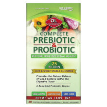 Пребиотики и пробиотики олимпиан Лабс Инк, Полный комплекс пребиотиков и пробиотиков, 30 растительных капсул