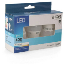 EDM Spherical LED Bulb E27 5W 400 Lumens 6400K 3 Units