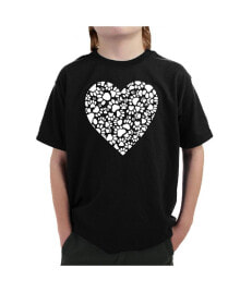 LA Pop Art boys Word Art T-shirt - Paw Prints Heart