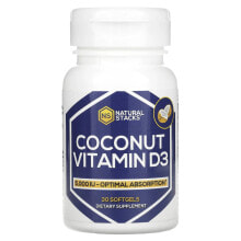 Natural Stacks, Кокосовый витамин D3, 5000 МЕ, 30 мягких таблеток
