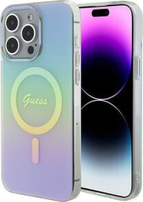 Guess Guess GUHMP15XHITSQ iPhone 15 Pro Max turkusowy/turquoise hardcase IML Iridescent MagSafe