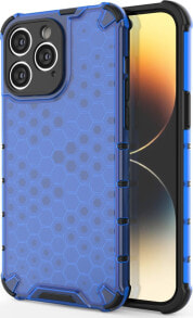 Hurtel Honeycomb etui iPhone 14 Pro Max pancerny hybrydowy pokrowiec niebieskie