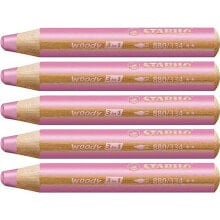 Colouring pencils Stabilo Woody Pink 3-in-1 (5 Units)