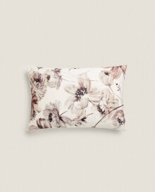 Floral cotton cushion cover