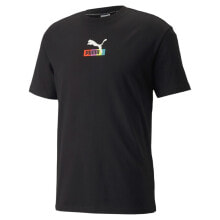 Мужские спортивные футболки Мужская спортивная футболка черная с логотипом Puma Brand Love Multiplacement