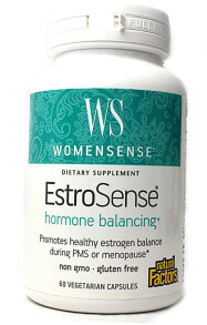 Витамины и БАДы для нормализации гормонального фона Natural Factors WomenSense EstroSense Комплекс для здорового баланса эстрогена во время ПМС и менопаузы 60 вегетарианских капсул