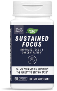 Витамины и БАДы для улучшения памяти и работы мозга nature's Way Sustained Focus Комплекс для здоровья мозга и повышения концентрации внимания 60 капсул