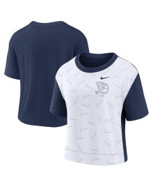 Nike women's Navy, White Cleveland Guardians Line Up High Hip Fashion T-shirt