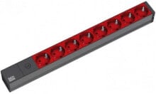 Умные удлинители и сетевые фильтры bachmann 19'' 2m 8x Schuko H05VV-F 3G 1.00mm² удлинитель 8 розетка(и) Черный, Красный 333.538