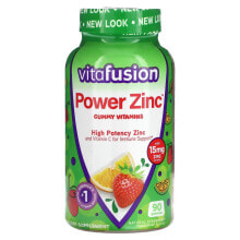 VitaFusion, Power Zinc Gummy Vitamins, натуральный клубничный и мандарин, 5 мг, 90 жевательных таблеток