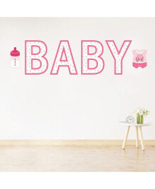 Big Dot of Happiness it's a Girl - Peel and Stick Pink Baby Shower Standard Banner Wall Decals - Baby