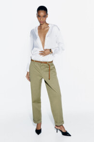 Chino trousers with braided belt