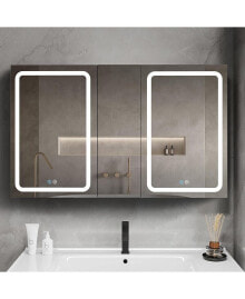 Simplie Fun 50x30 Inch LED Bathroom Medicine Cabinet Surface Mount Double Door Lighted Medicine Cabinet