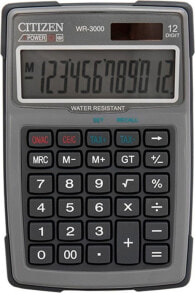 Citizen Citizen calculator WR3000NRGYE calculator, gray, desktop with VAT calculation, 12 places, waterproof, dust and sand resistant