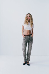 Trf straight-leg ripped mid-rise jeans