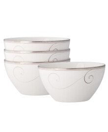 Noritake platinum Wave Set of 4 Rice Bowls, Service For 4
