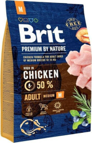 Сухие корма для собак Сухой корм для животных Brit, Premium by Nature Adult, для средних пород, с курицей, 3 кг