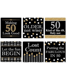 Big Dot of Happiness adult 50th Birthday - Gold - Funny Party Decorations - Drink Coasters - Set of 6