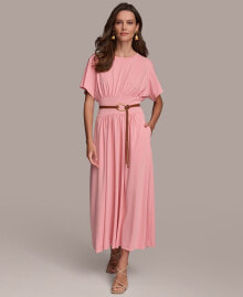 Donna Karan women's Belted A-Line Dress