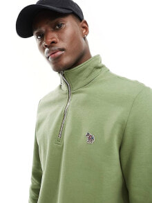 Купить мужские толстовки PS Paul Smith: PS Paul Smith zebra icon logo half zip sweatshirt in dark green