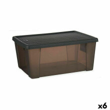 Storage Box with Lid Stefanplast Elegance Grey Plastic 15 L 29 x 17 x 39 cm (6 Units)
