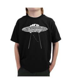 LA Pop Art boys Word Art T-shirt - Flying Saucer UFO