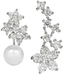 Серьги серьги с настоящим белым жемчугом и фианитами JwL Luxury Pearls JL0260