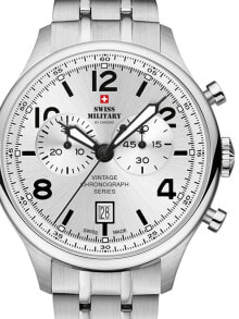 Мужские наручные часы с браслетом Мужские наручные часы с серебряным браслетом Swiss Military SM30192.02 Chronograph 42mm 10ATM