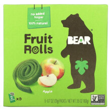 Смеси из орехов и сухофруктов bear, фруктовые рулеты, яблоко, 5 упаковок, по 20 г (0,7 унции)