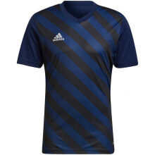 Мужские спортивные футболки мужская спортивная футболка черная с полосками T-shirt adidas Entrada 22 Graphic Jersey M HF0131