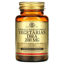 Солгар, Натуральная Омега-3, ДГК растительного происхождения, 200 мг, 50 вегетарианских мягких желатиновых капсул