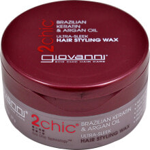 Воск и паста для укладки волос для мужчин Giovanni 2chic Ultra-Sleek Hair Styling Wax Воск для укладки волос с бразильским кератином и аргановым маслом 57 г