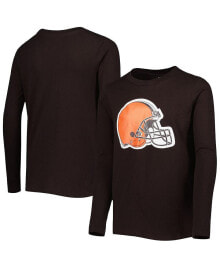 Outerstuff big Boys Brown Cleveland Browns Team Logo Long Sleeve T-shirt