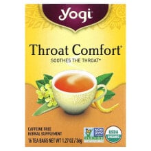 Йоги Ти, Throat Comfort, без кофеина, 16 чайных пакетиков, 36 г (1,27 унции)