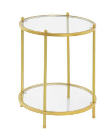 Convenience Concepts royal Crest 2 Tier Round Glass End Table with Shelf