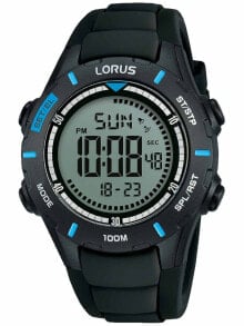 Мужские наручные электронные часы с черным силиконовым ремешком Lorus R2367MX9 Kids Chrono 40mm 10ATM