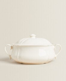 Earthenware tureen with raised-design edge