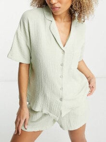 Женские пижамы lindex Exclusive short sleeve pyjama set in light green