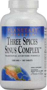 Витамины и БАДы от простуды и гриппа planetary Herbals Three Spices Sinus Complex Комплекс на основе трикату для поддержки пищеварения, легких и носовых пазух 1000 мг 180 таблеток