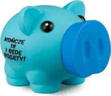 MR DRAGON Piggy blue piggy bank "I'm finishing 18 and I'll be rich"