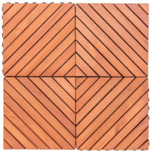 Simplie Fun outdoor Patio 12-Diagonal Slat Eucalyptus Interlocking Deck Tile (Set Of 10 Tiles)