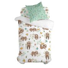 Duvet cover set HappyFriday Moshi Moshi Happy Sloth Multicolour Single 2 Pieces