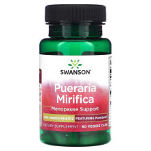 Витамины и БАДы для нормализации гормонального фона swanson, Pueraria Mirifica with Vitamins B6 & B12, 60 Veggie Caps