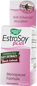Витамины и БАДы для нормализации гормонального фона Nature's Way EstroSoy Комплекс для облегчения менопаузы с экстрактом черного кохоша и ферментированной соей 60 растительных капсул