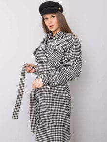 Женские пальто Удлиненное серое клетчатое пальто с поясом Factory Price