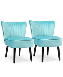 Costway set of 2 Armless Accent Chair Upholstered Leisure Chair Single Sofa