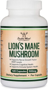 Грибы double Wood Supplements Lion's Mane Mushroom Гриб ежовик для поддержки когнитивного, иммунного и нервного здоровья 500 мг 120 капсул